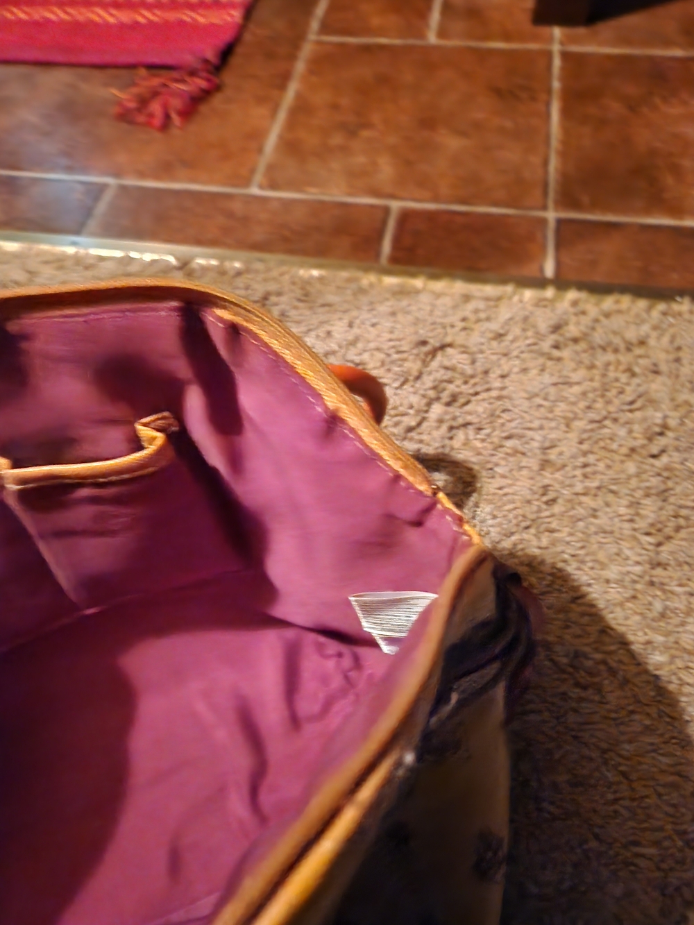 U.S. Polo Assn. Beige Canvas Satchel with Orange and Purple Accents - Picture 6 of 6